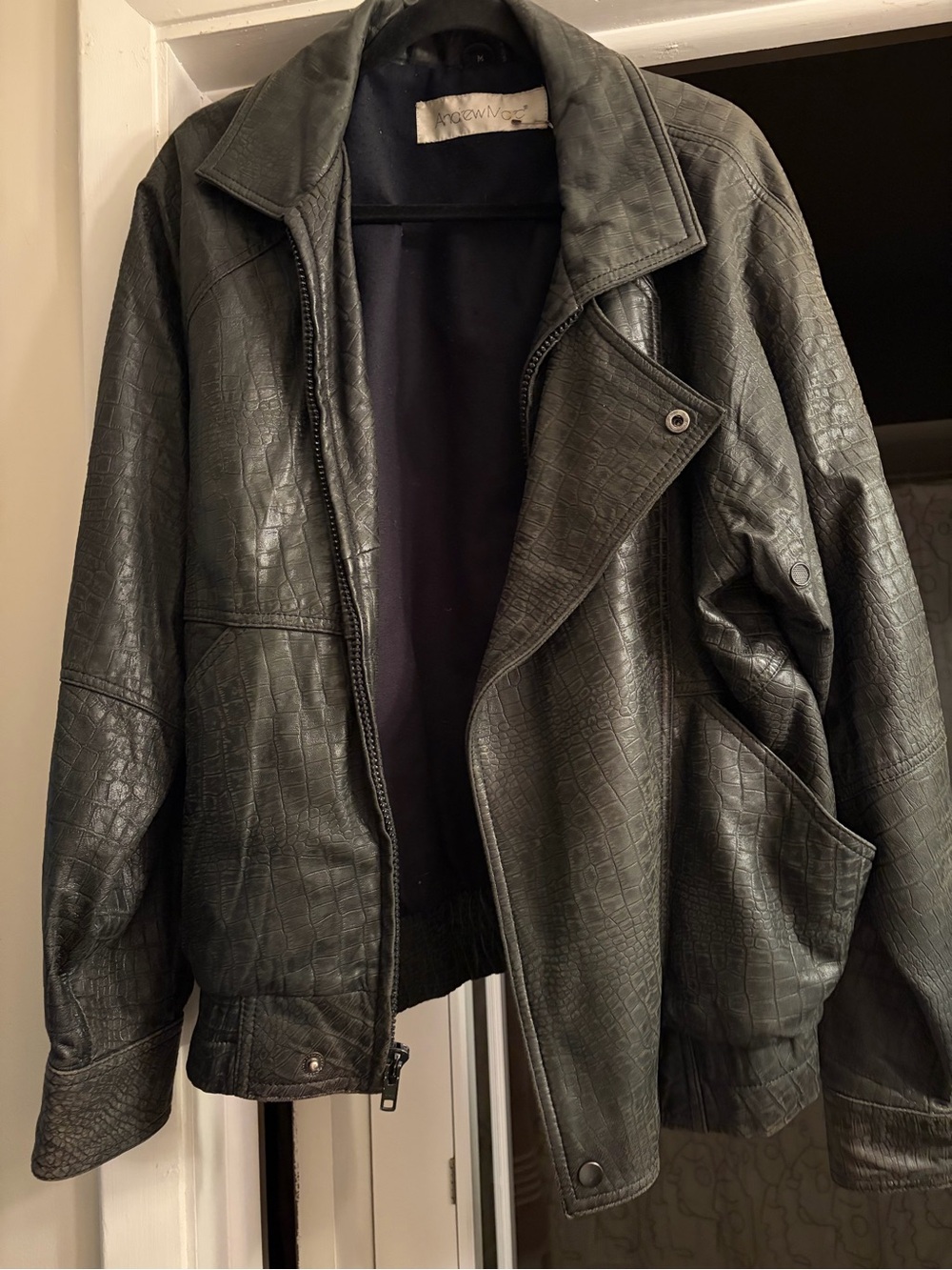 Vintage Andrew Marc Faux Croc Bomber Jacket